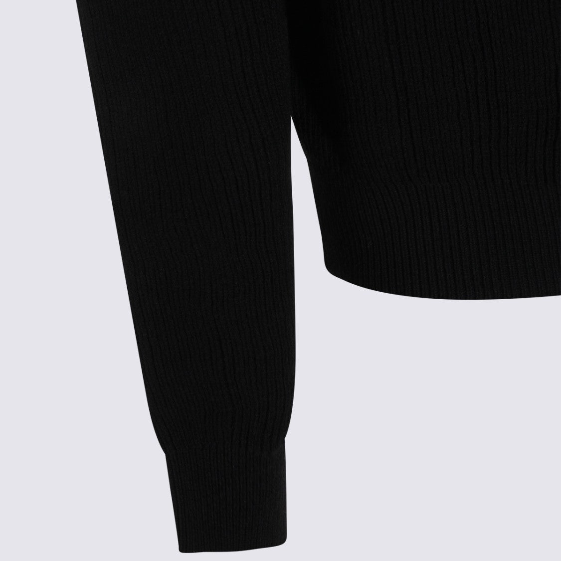 Rick Owens Black Wool Hooded Zip Sweater