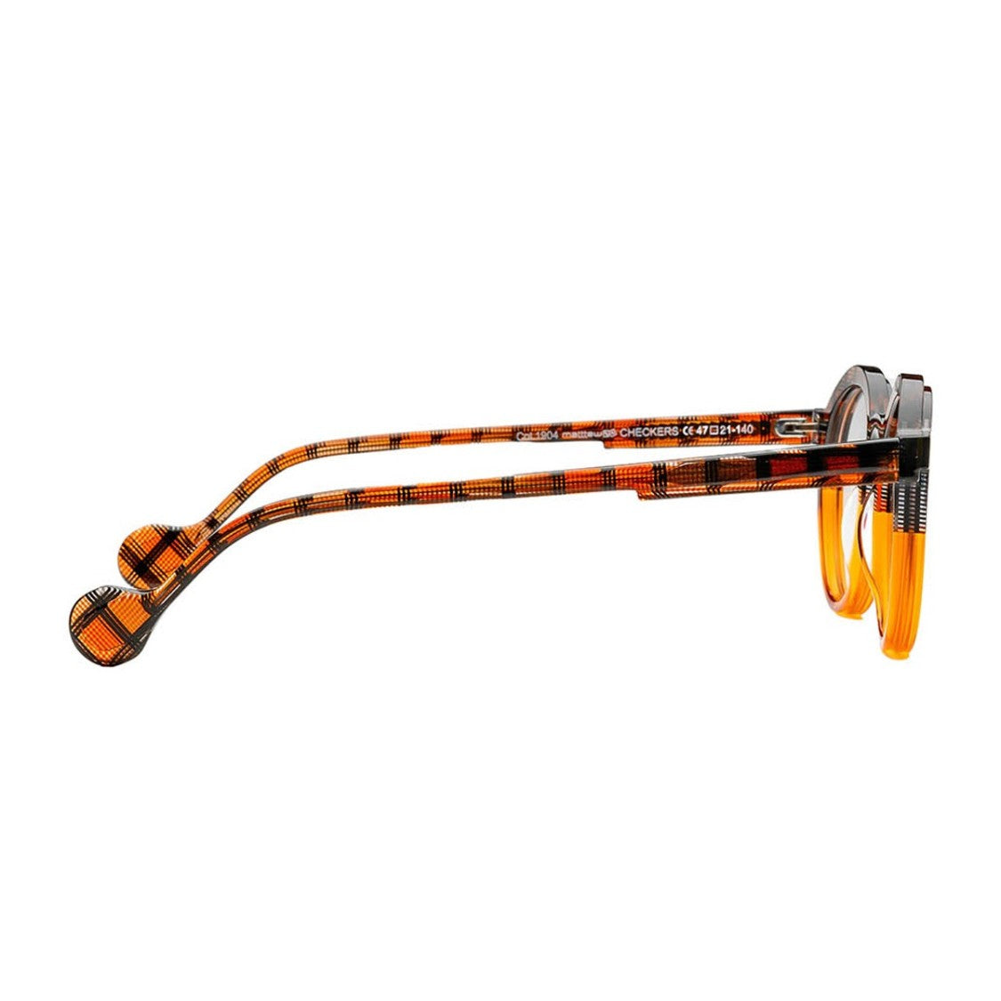 Matttew Orange Checkers Acetate Oval Sunglasses