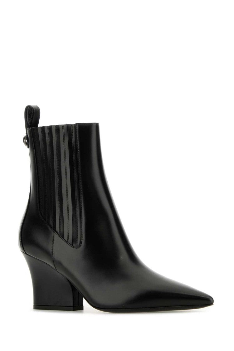 Valentino Garavani Black Leather Vlogo Lockette Ankle Boots