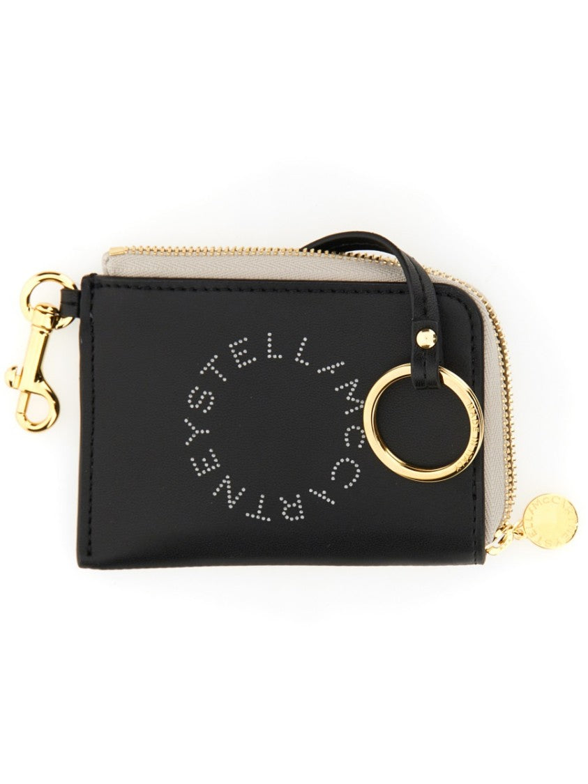 Stella Mccartney Compact Wallet With Perforated Logo And Zip Closure