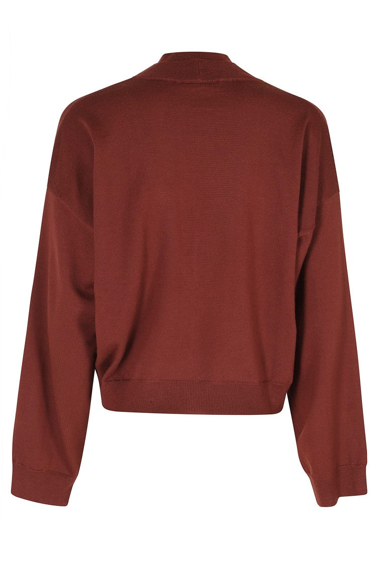 Erika Cavallini Brown Open-Front Cardigan With Ribbed Trim Details