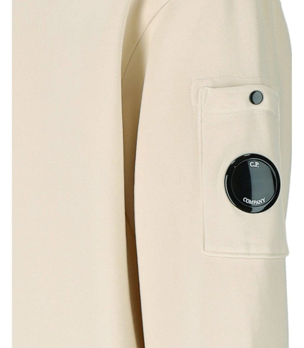 C.P. Company Diagonal Fleece Boxy Cream Hoodie