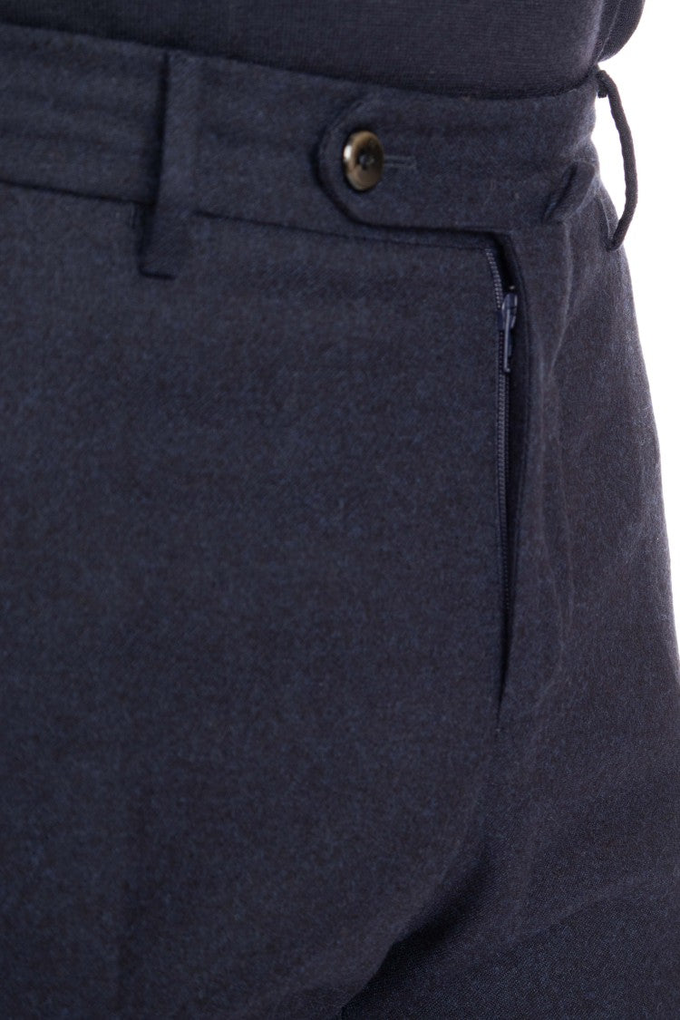 Pt Torino Super 130'S Wool Slim Fit Flat Front Trousers