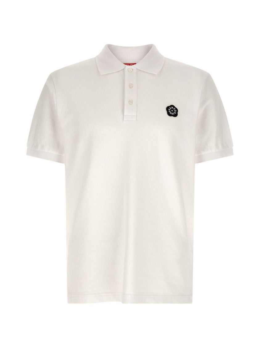 Kenzo White Short-Sleeve Silk Nylon Polo