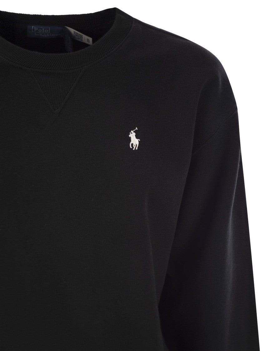 Polo Ralph Lauren Black Crewneck Sweatshirt With Exclusive Embroidered Pony