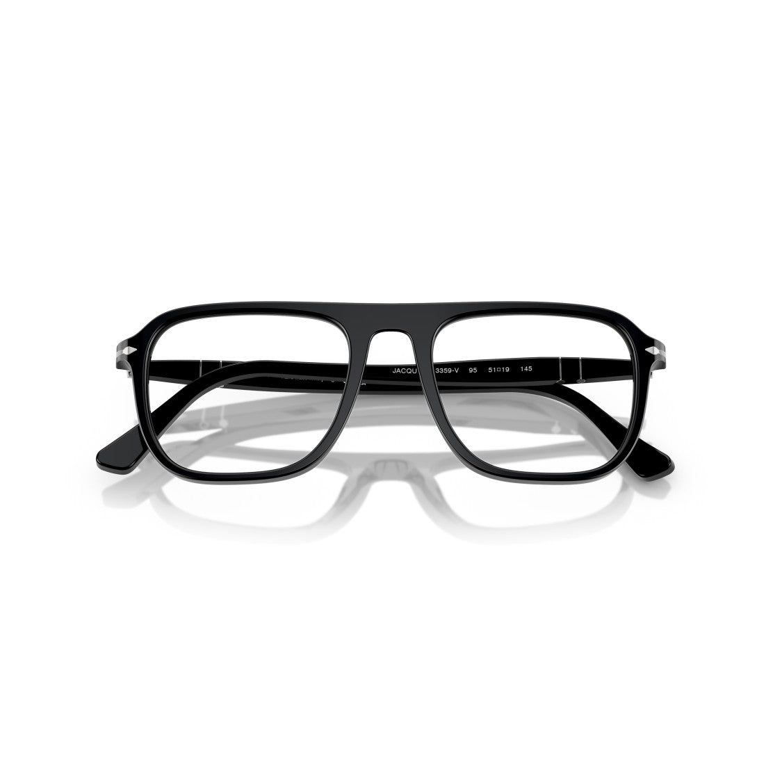 Persol 0Po3359v Rectangular Black Acetate Eyeglasses With Silver Accents
