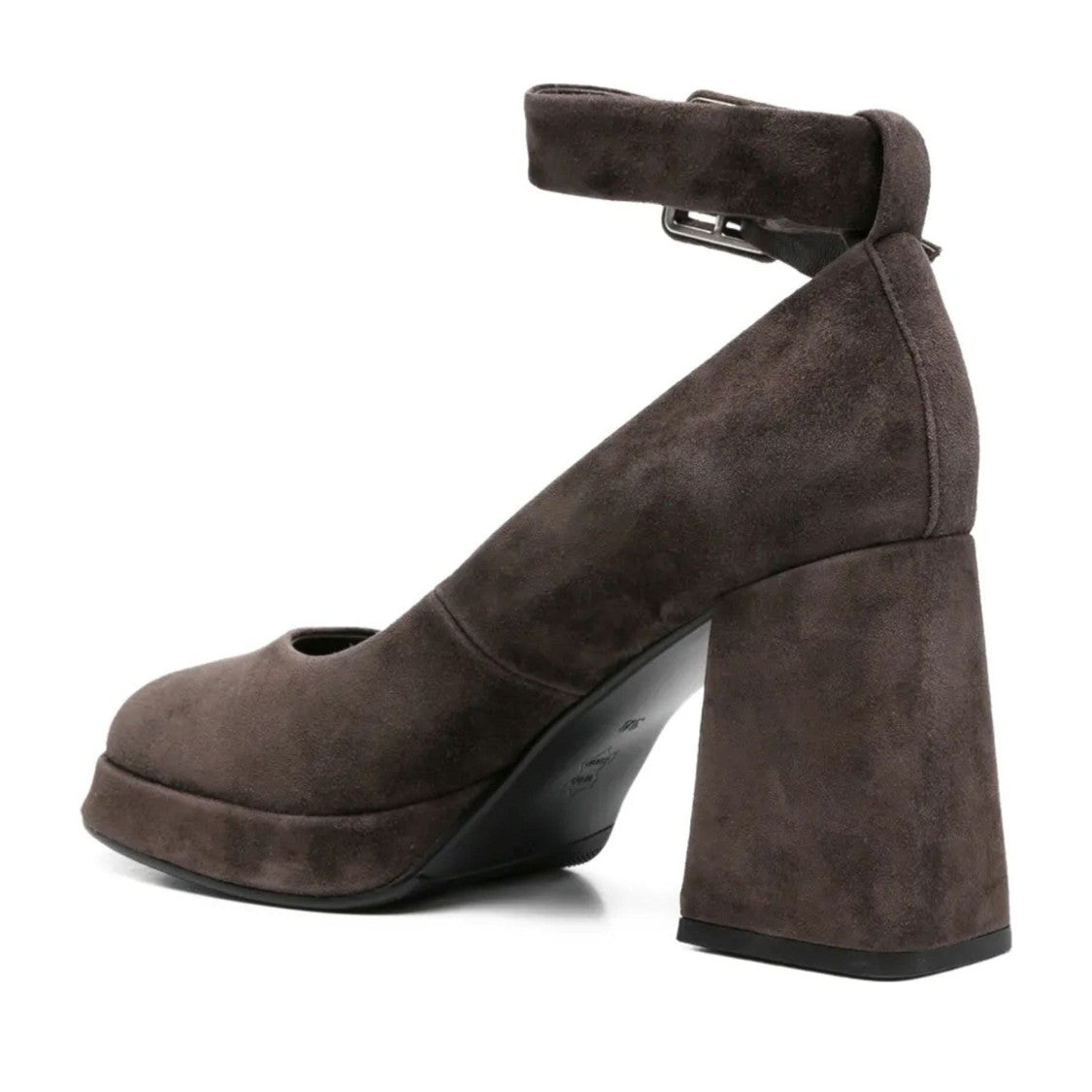 Adrianna Feretti Brown Ankle Strap Chunky Heel Suede Pumps