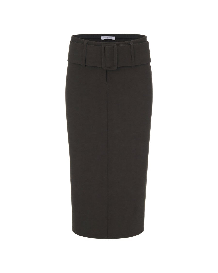 Patrizia Pepe Fitted Midi Pencil Skirt With High Waist And Front Slit