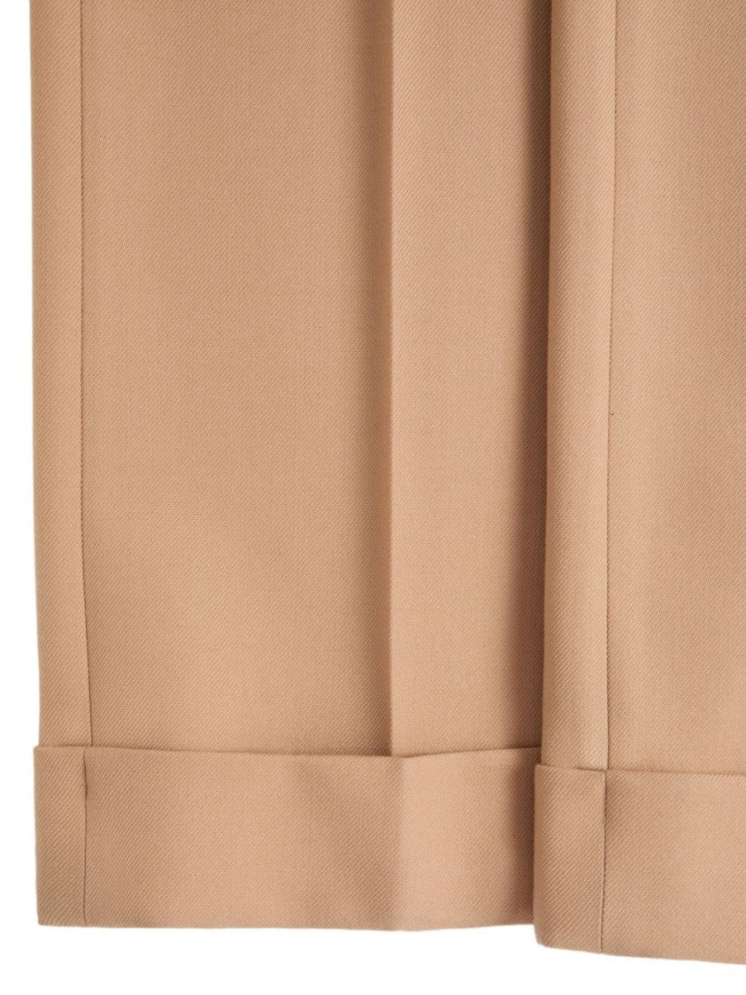 Valentino Garavani Relaxed Fit Camel Brown Wool Trousers