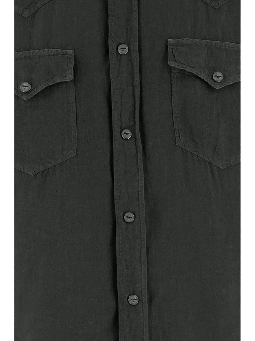 Finamore Textured Linen Shirt With Classic Collar