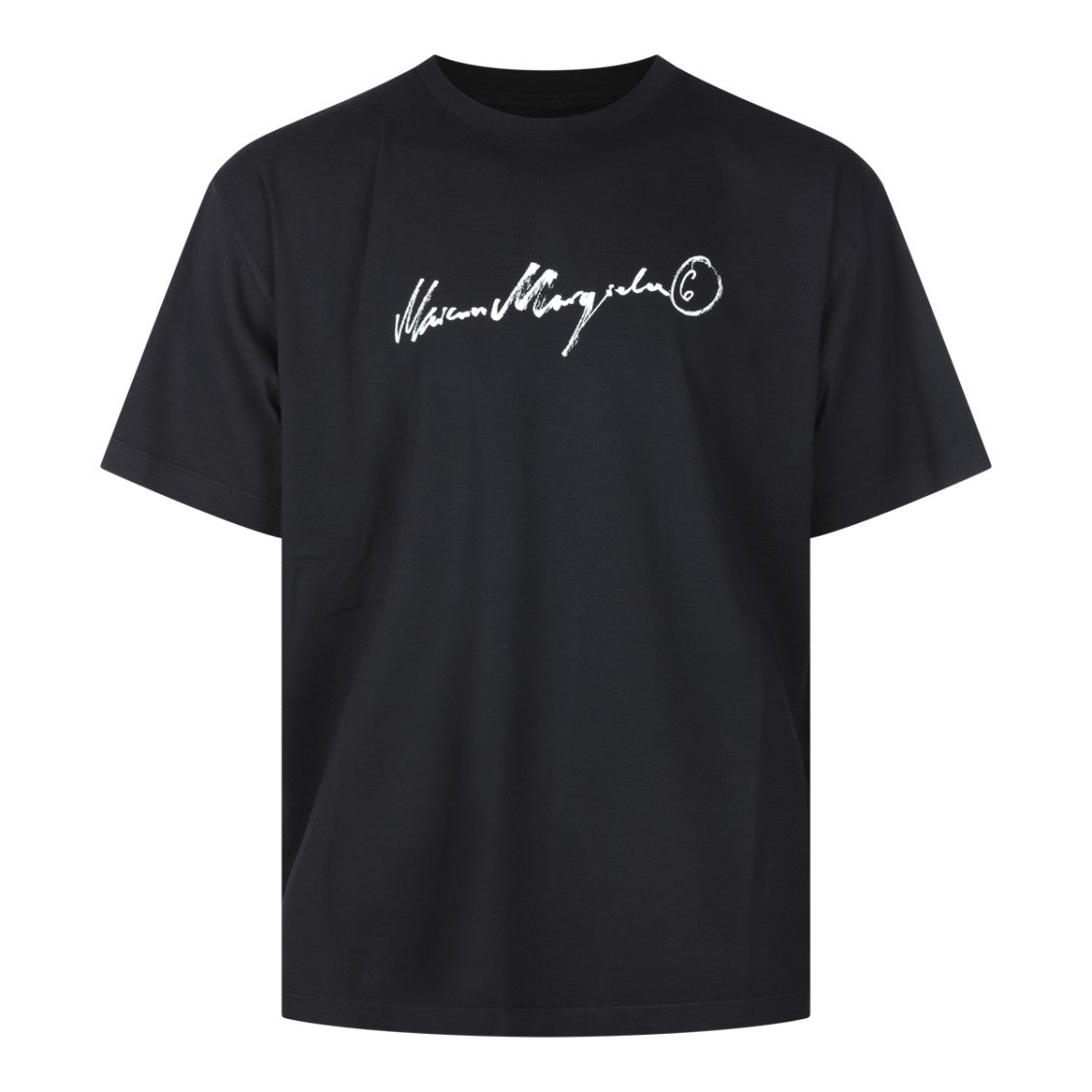 Mm6 By Maison Margiela Black Handwritten Logo Cotton T-Shirt