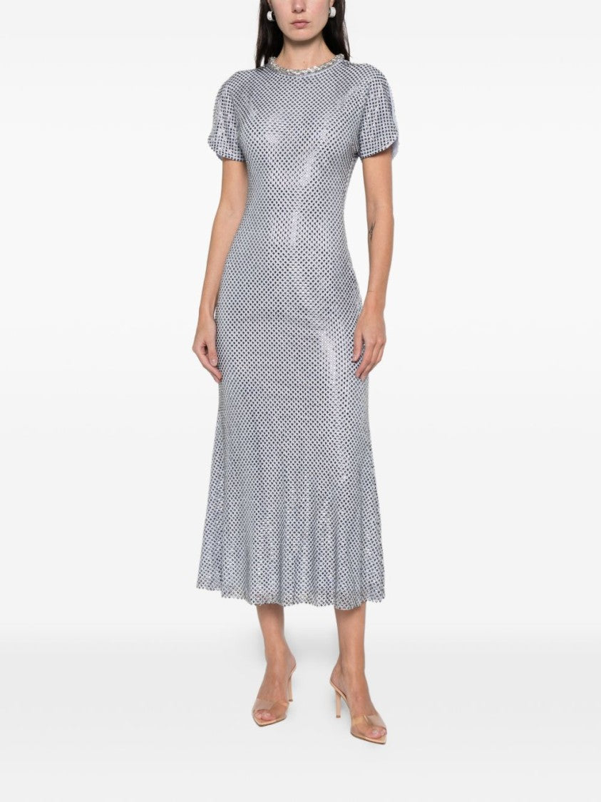 Self-Portrait Fitted Midi Dress With Reflective Embellishments
