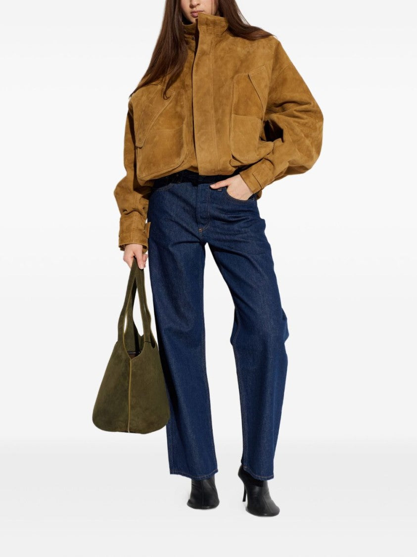 The Attico Refined Beige Lamb Leather Jacket With Structured Silhouette