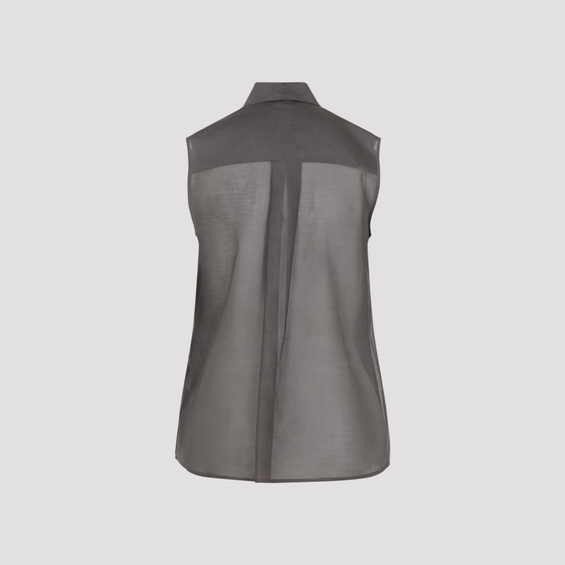 Peserico Sleeveless Cotton-Silk Blend Blouse With Ruffle Detail
