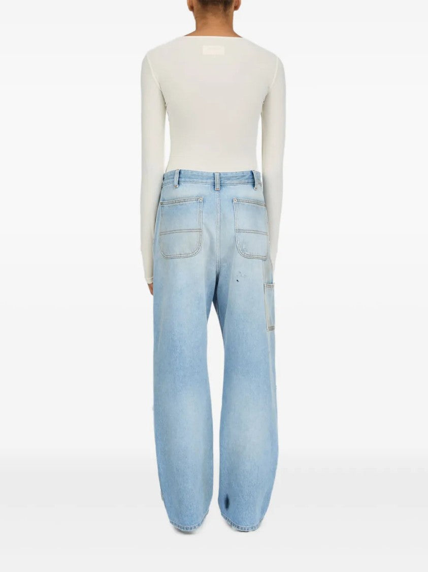 Mm6 By Maison Margiela Light Blue Distressed Relaxed-Fit Jeans
