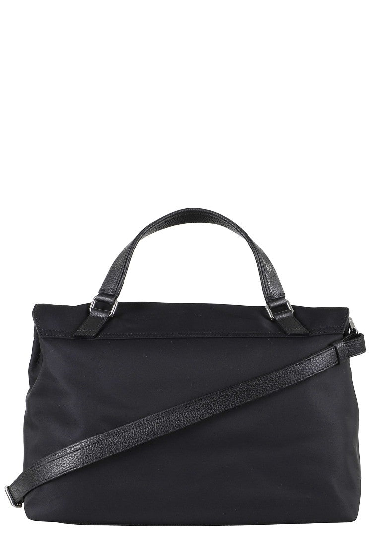 Zanellato Black Postina Tokyo M Double Compartment Nylon Shoulder Bag