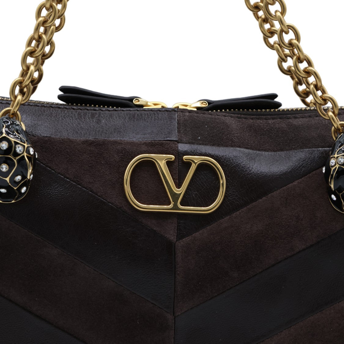 Valentino Garavani Rectangular Handbag With Chevron Pattern And Charms