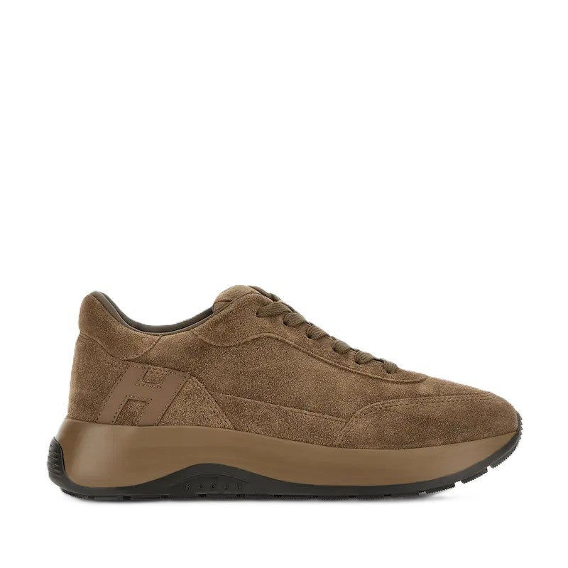 Hogan Beige Dark Calfskin Low-Top Sneakers