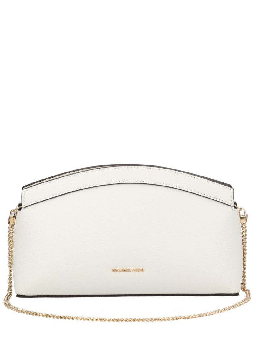 Michael Michael Kors Gold Athena Logo Curved Clutch Bag