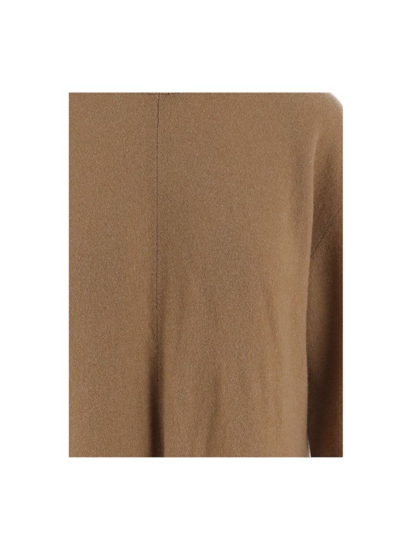 Darkpark Light Brown Draped Wool Cashmere-Blend Midi Dress