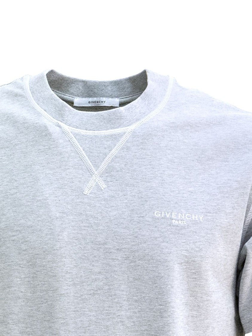 Givenchy Light Grey Crew Neck Short-Sleeve Cotton T-Shirt