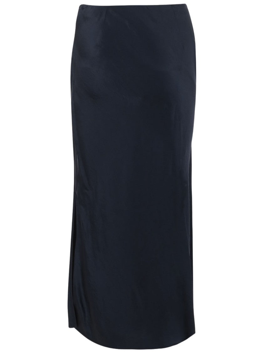 Vince Flowing Long Skirt With Side Slit And Flared Hem