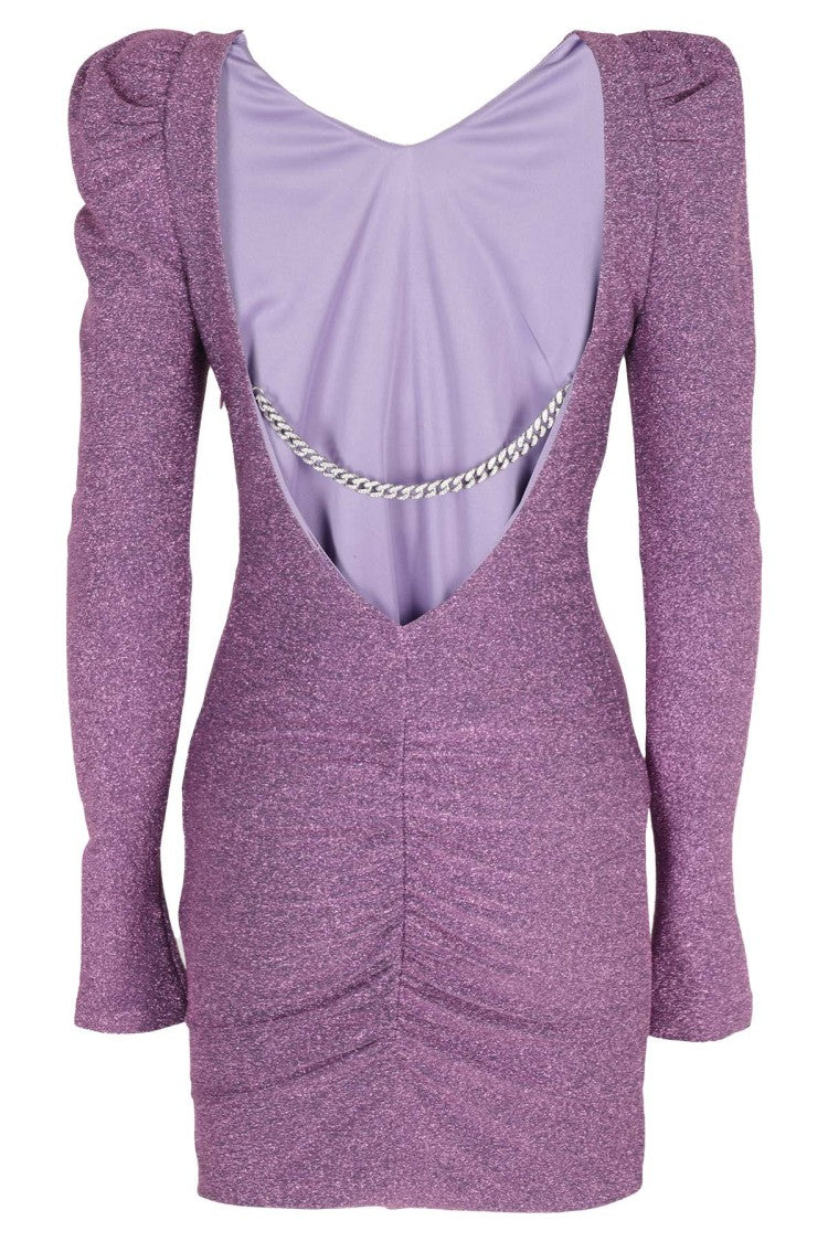 Aniye By Purple Mini Dress With Puffed Sleeves