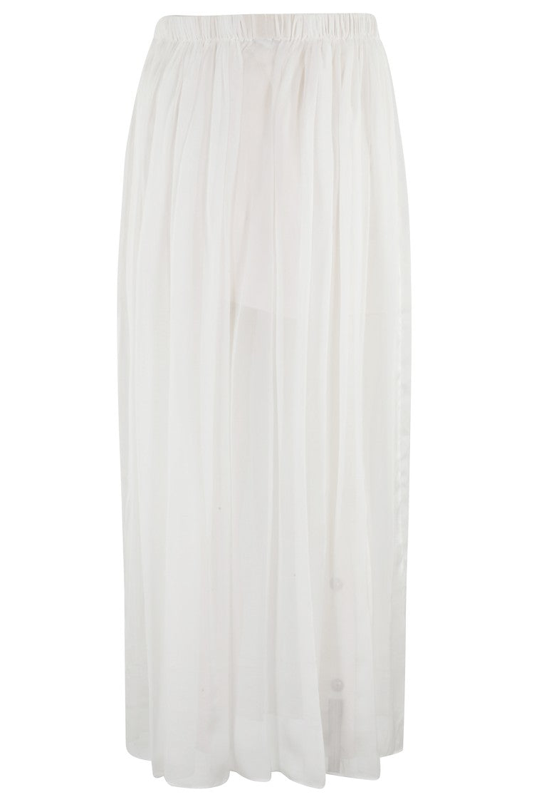 Alysi Flowing Chiffon Skirt With Gathered Waistband