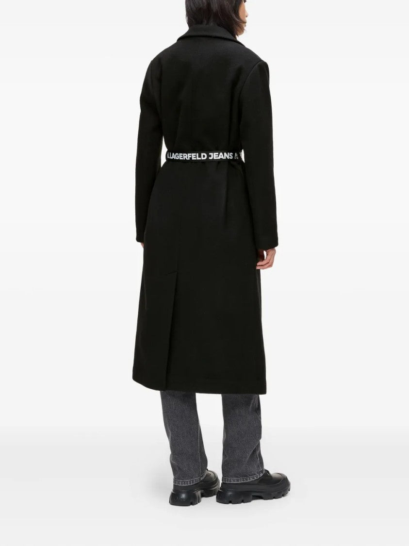 Karl Lagerfeld Mid-Length Tailored Coat With Minimalist Design