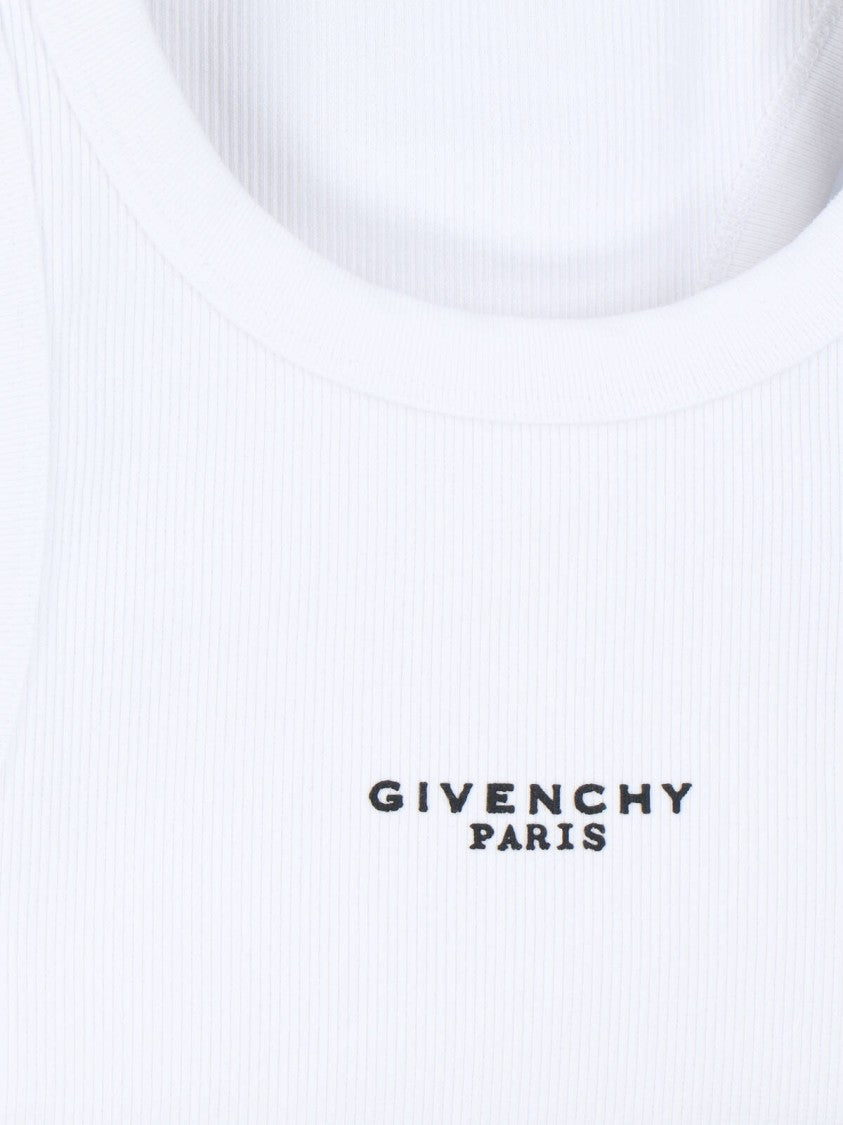 Givenchy White Ribbed Stretch Cotton Tank Top