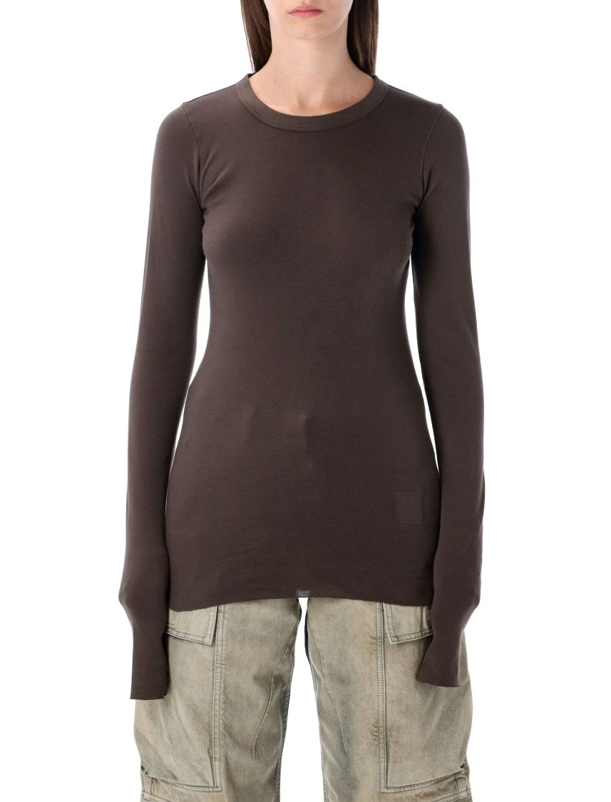 Drkshdw By Rick Owens Fitted Long-Sleeve Top With Ribbed Texture