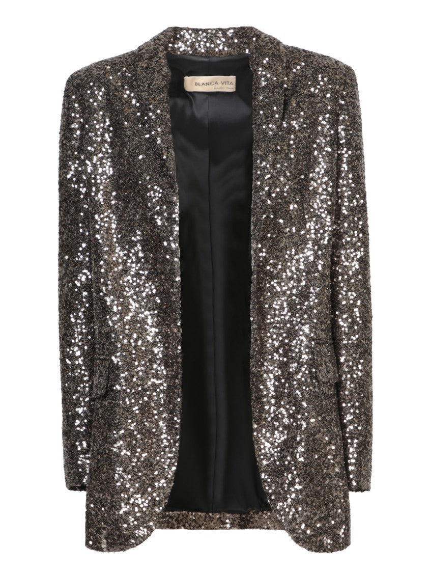 Blanca Vita Long Sequined Jacket