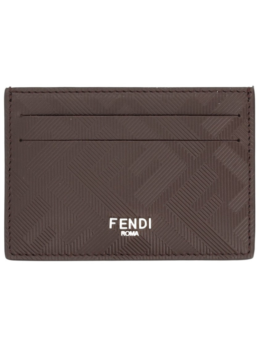 Fendi Leather Geometric Pattern Card Holder
