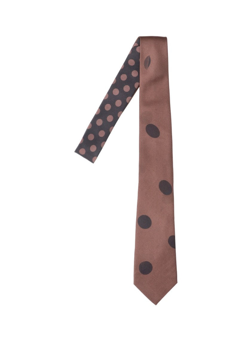 Paul Smith Brown Silk Shadow Polka Dot Tie