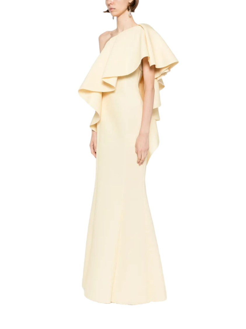 Saiid Kobeisy Ruffled Scuba Long Dress