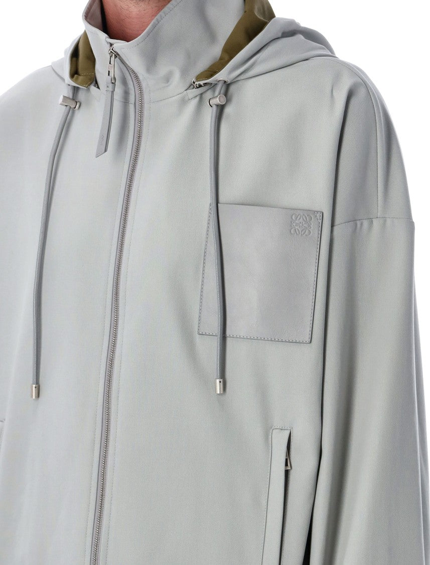 Loewe Cotton Hooded Jacket With Removable Drawstring And Leather Details