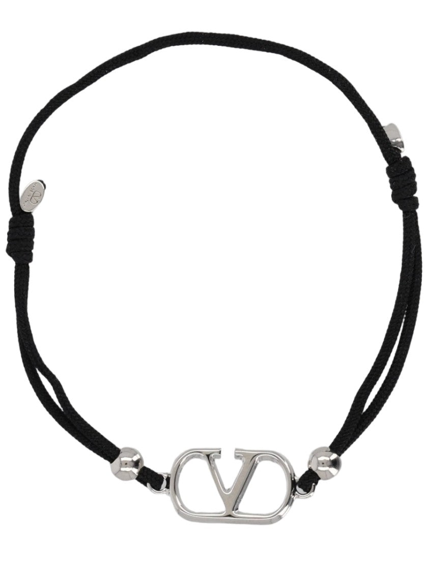 Valentino Garavani Vlogo Signature Adjustable Black Cord Bracelet