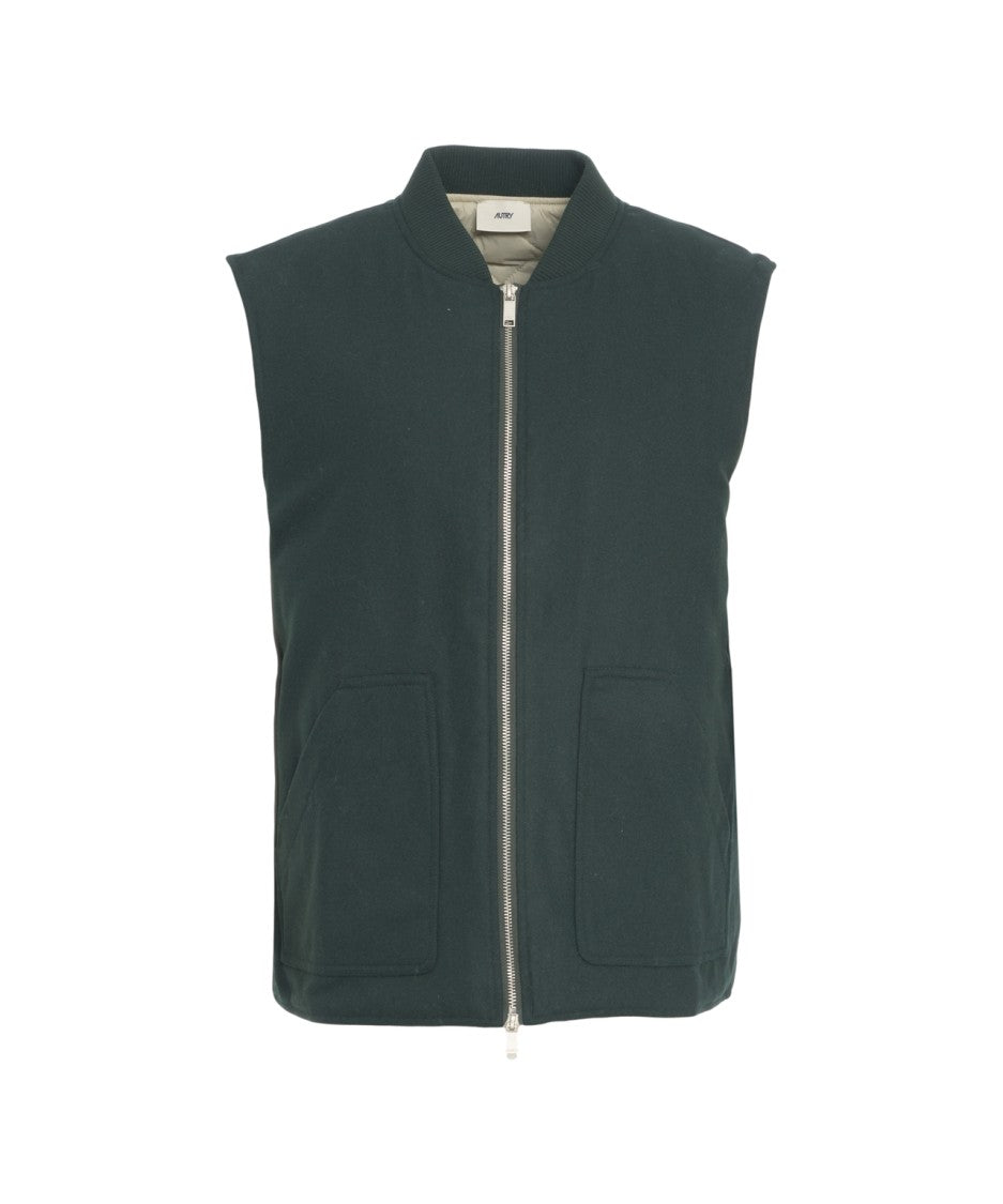 Autry Versatile Sleeveless Green Bomber Vest