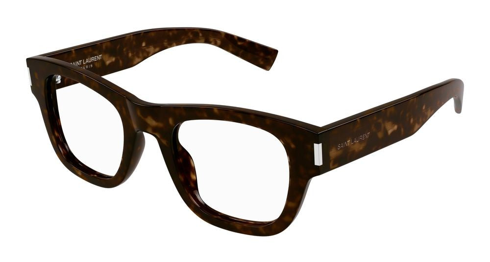 Saint Laurent Havana Glossy Acetate Oversized Eyeglasses