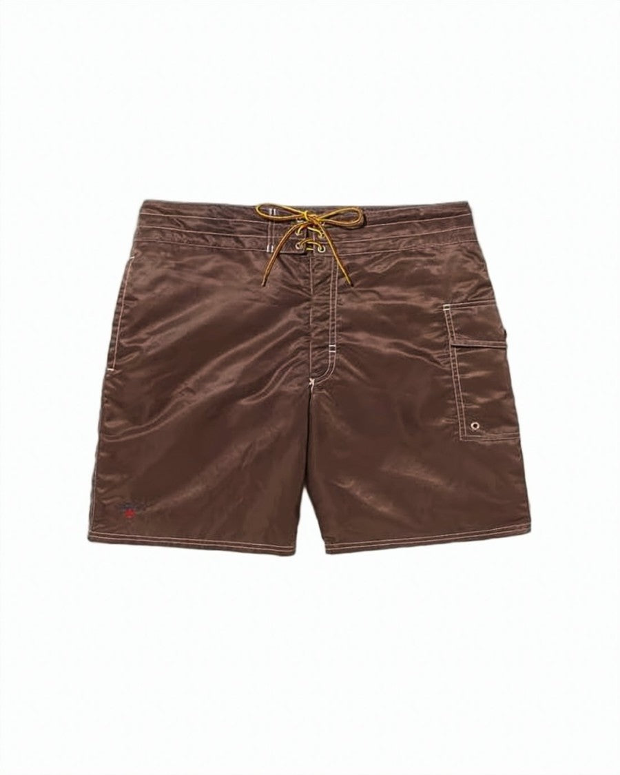Noah Brown Nylon Shorts With Lace-Up Front