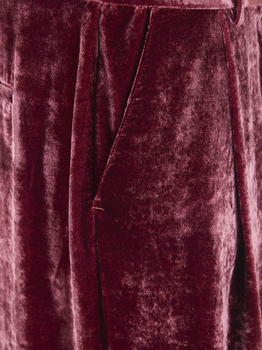 La Double J Plush Velvet Trousers With Straight Leg Cut And Tailored Fit