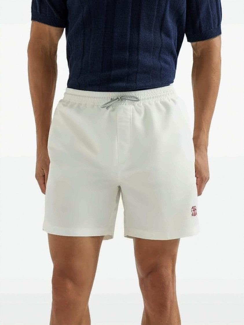 Brunello Cucinelli White Swim Shorts With Adjustable Waistband