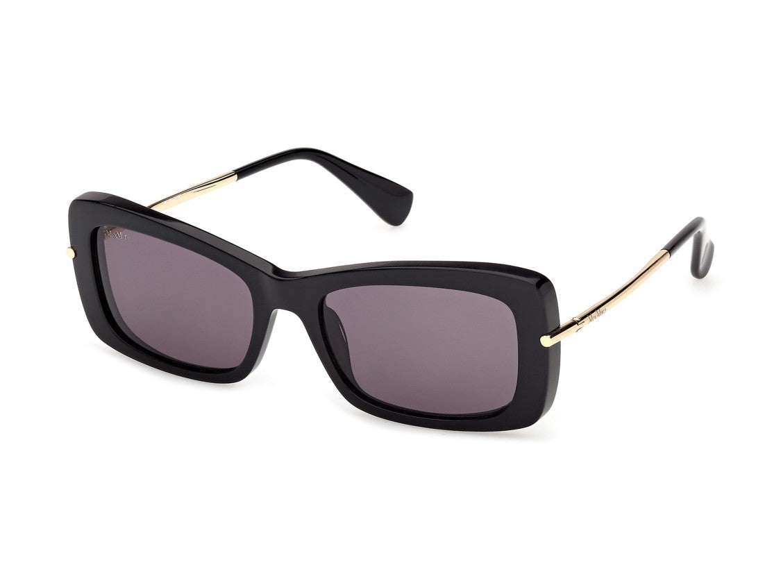 Max Mara Glossy Black Mm0194 Oversized Square Acetate Sunglasses