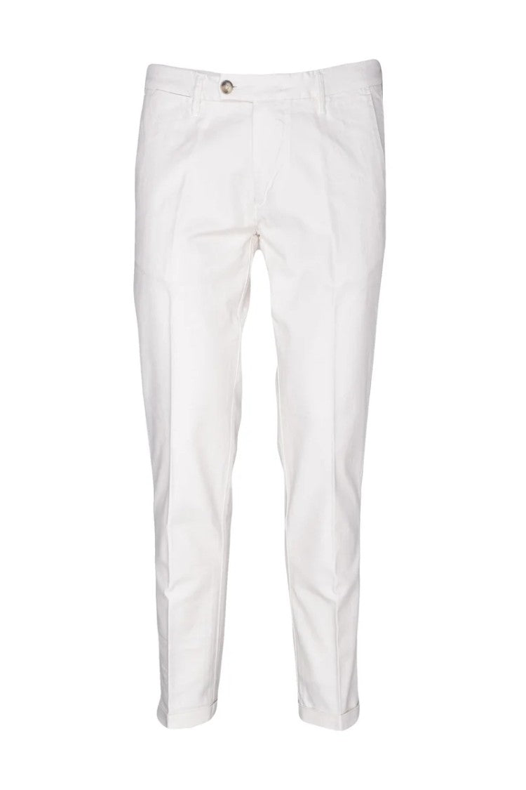 Re-Hash Cropped White Trousers And Slim Fit