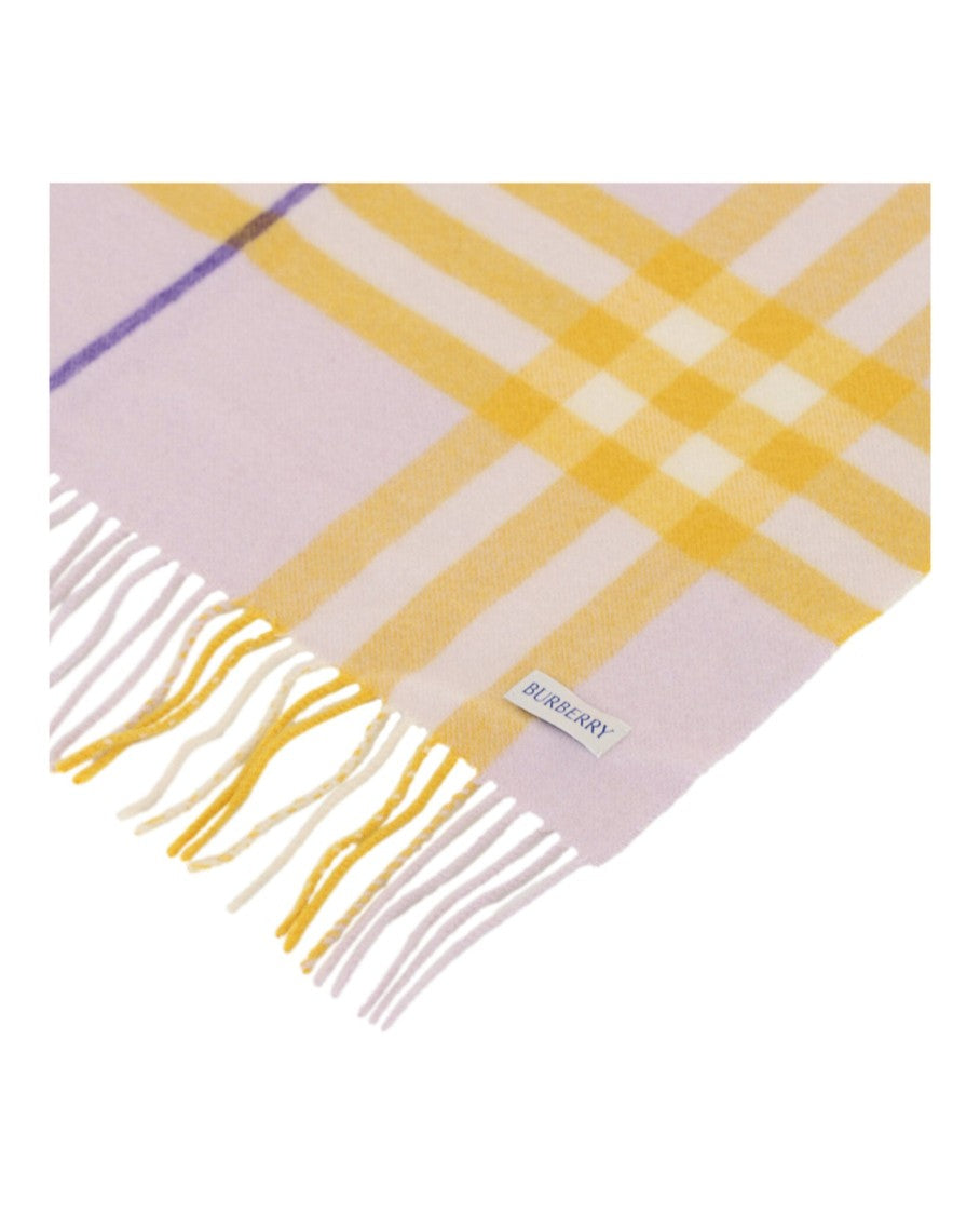 Burberry Check-Pattern Fringed Cashmere Scarf
