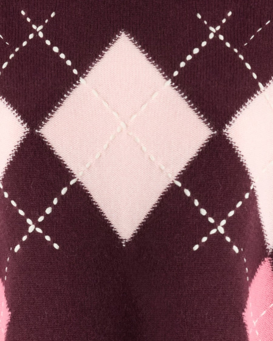 Pinko Cropped Argyle Pattern Polo Shirt