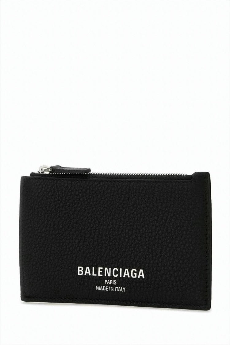 Balenciaga Textured Calf Leather Card Wallet With Subtle Logo