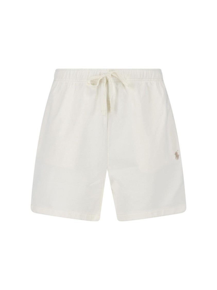 Polo Ralph Lauren Cream Cotton Logo Drawstring Shorts