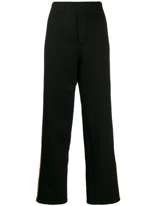 Dsquared2 Straight-Leg Trousers With Vertical Yellow Stripe And Signature Branding