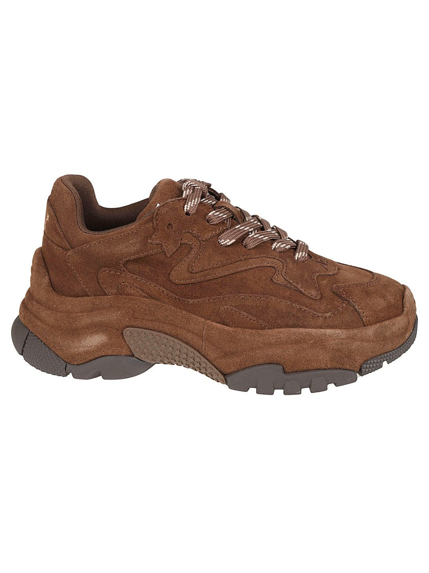 Ash Brown Addict Layered Calf Leather Sneakers